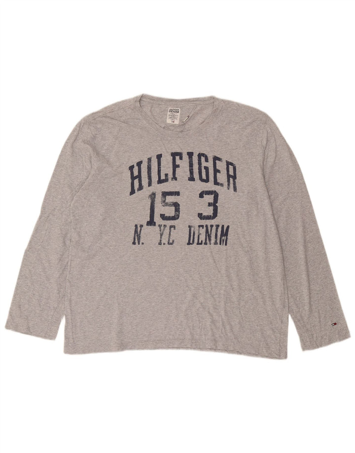 Tommy Hilfiger Herren Graphic Top Langarm XL Grau Baumwolle