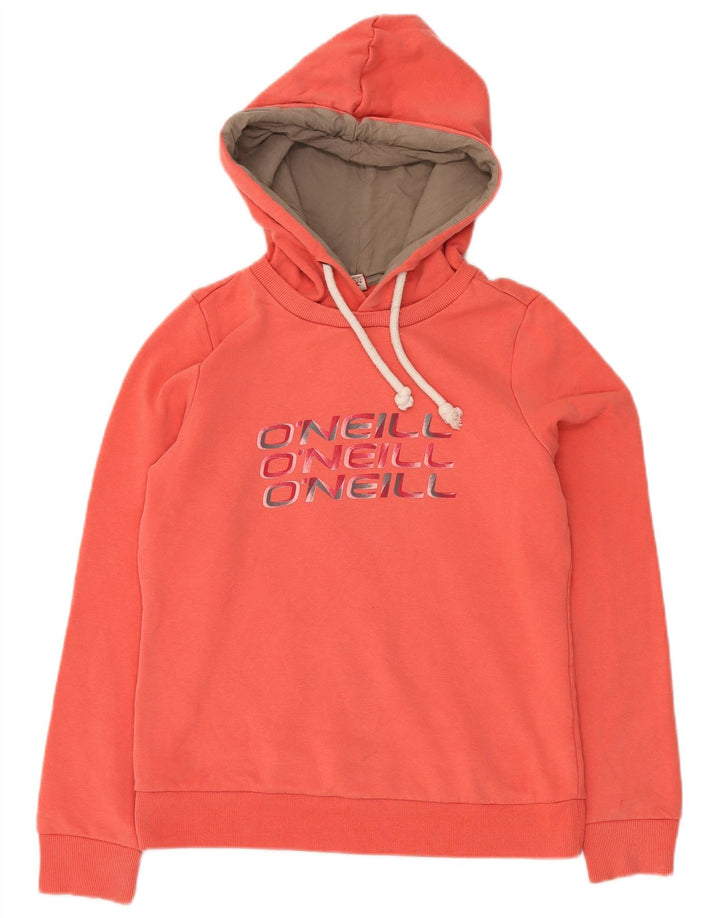 O'NEILL Womens Graphic Hoodie Pullover UK 14 Mittelorange Baumwolle