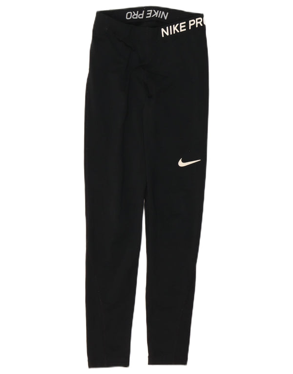NIKE Damen Dri Fit Graphic Leggings UK 4 XS Schwarz