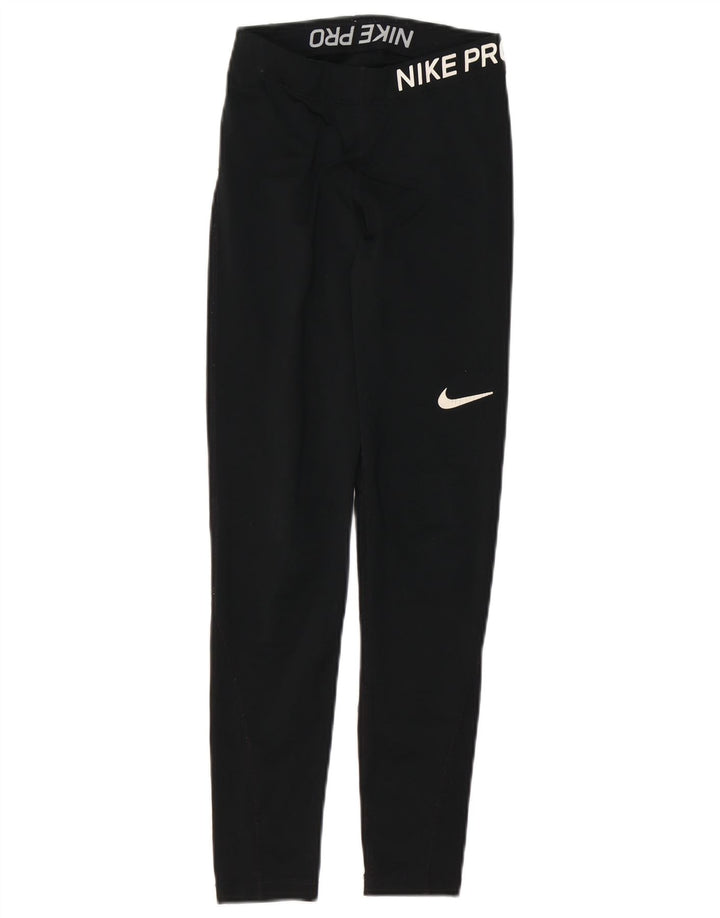 NIKE Damen Dri Fit Graphic Leggings UK 4 XS Schwarz