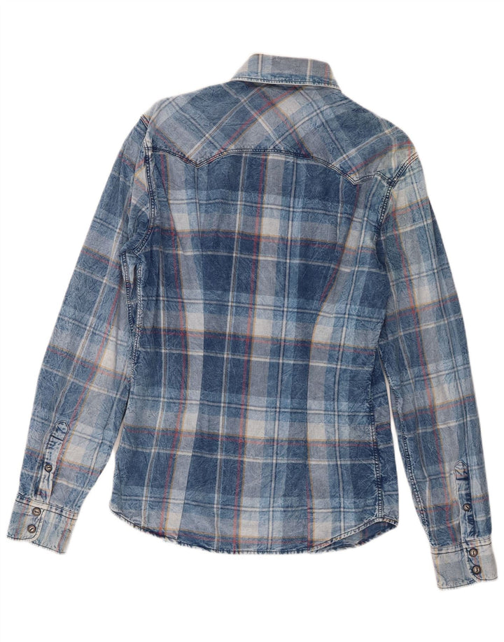 Gas Herren-Westernhemd, groß, blau kariert