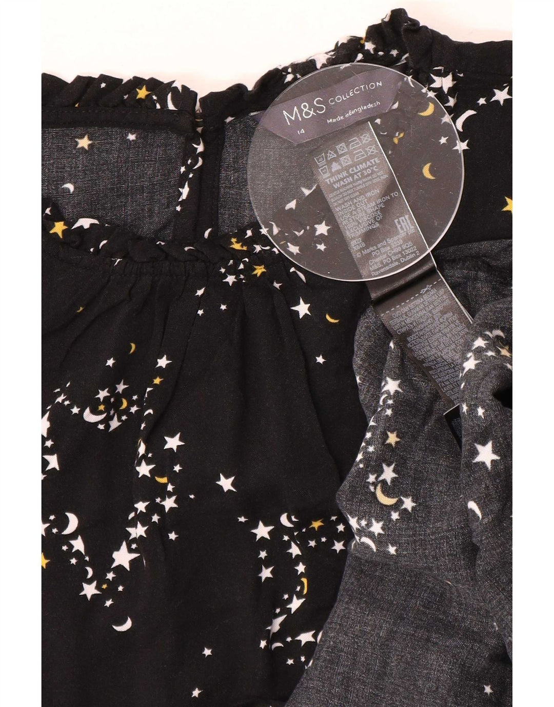 Marks & Spencer Damen-Blusenoberteil mit abstraktem Muster, Gr. 14, Schwarz