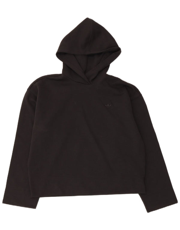 Adidas Damen Loose Fit Hoodie Pullover UK 12/14 Mittelschwarze Baumwolle