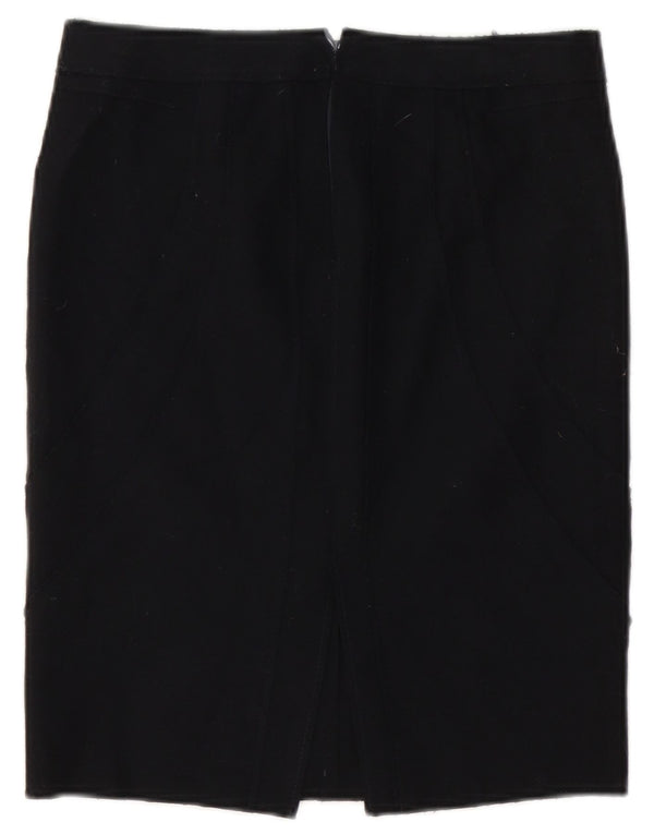 Paoloni Damen Bleistiftrock IT 40 Small W28 Schwarze Schurwolle