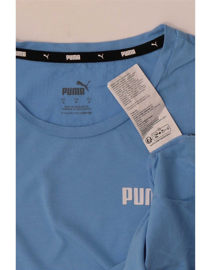 Puma Damen T-Shirt Top UK 10 Small Blau Baumwolle