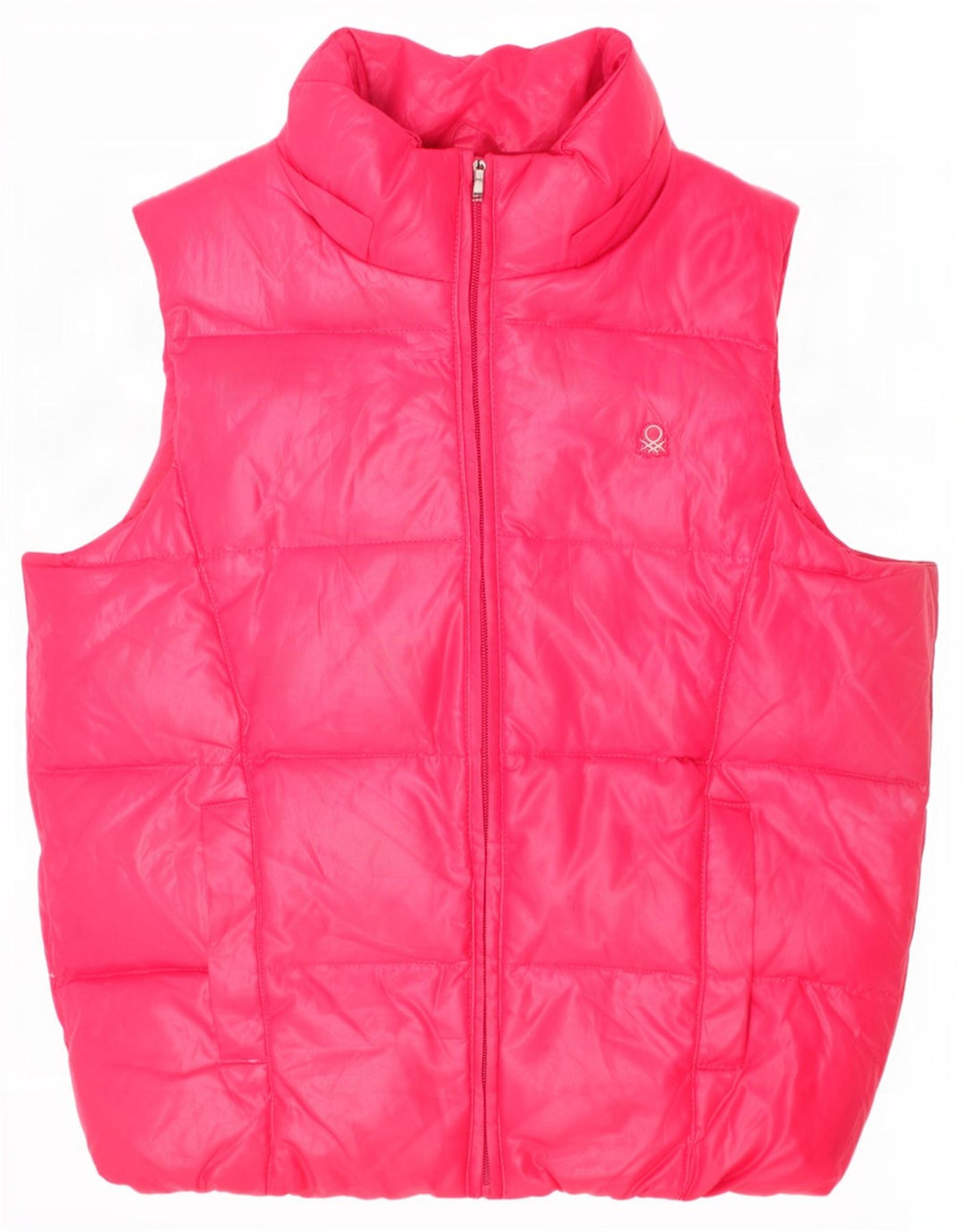 Benetton Wattierte Weste für Mädchen, 8–9 Jahre, groß, rosa, Polyester