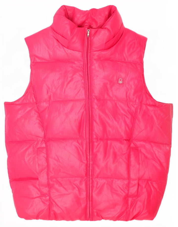 Benetton Wattierte Weste für Mädchen, 8–9 Jahre, groß, rosa, Polyester