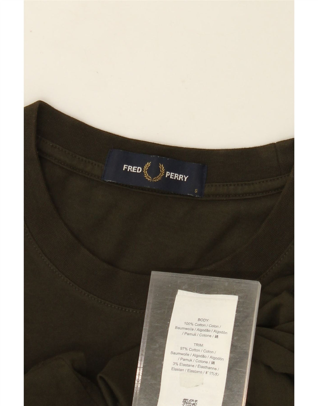 FRED PERRY Herren-T-Shirt mit Grafik, Größe S, Khaki, Baumwolle