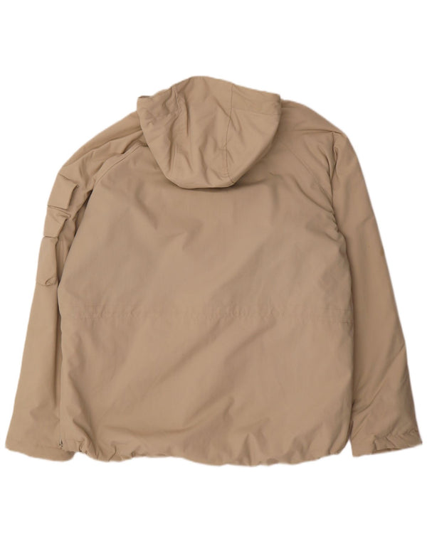 Woolrich Mens Graphic Hooded Anorak Jacket UK 40 Large Beige Colourblock