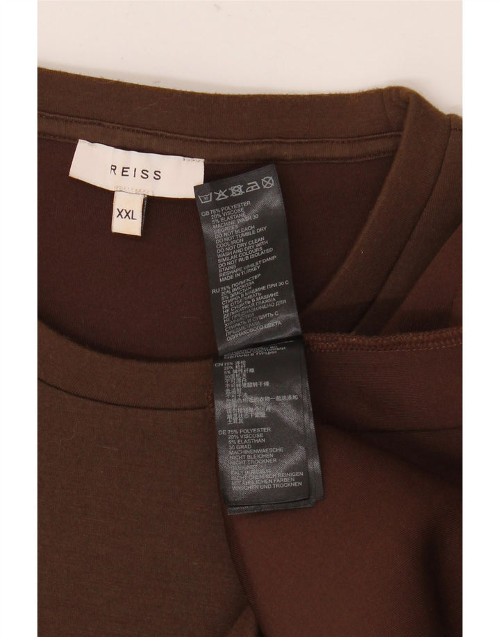 Reiss Herren T-Shirt Top 2XL Braun Polyester
