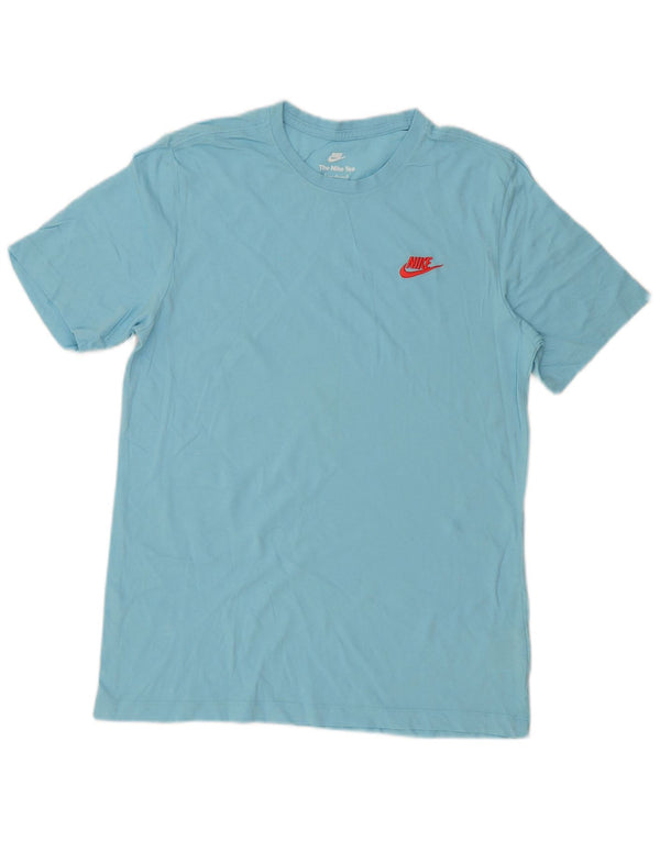 Nike Damen T-Shirt Top UK 14 Mittelblaue Baumwolle