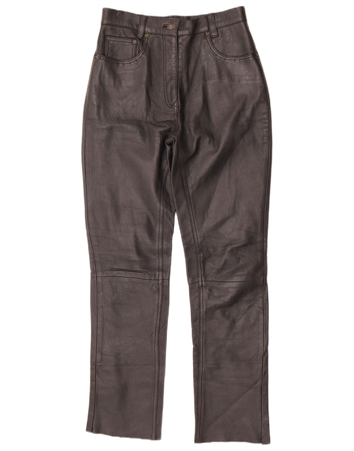 VINTAGE Damen Slim Lederhose W28 L30 Schwarz