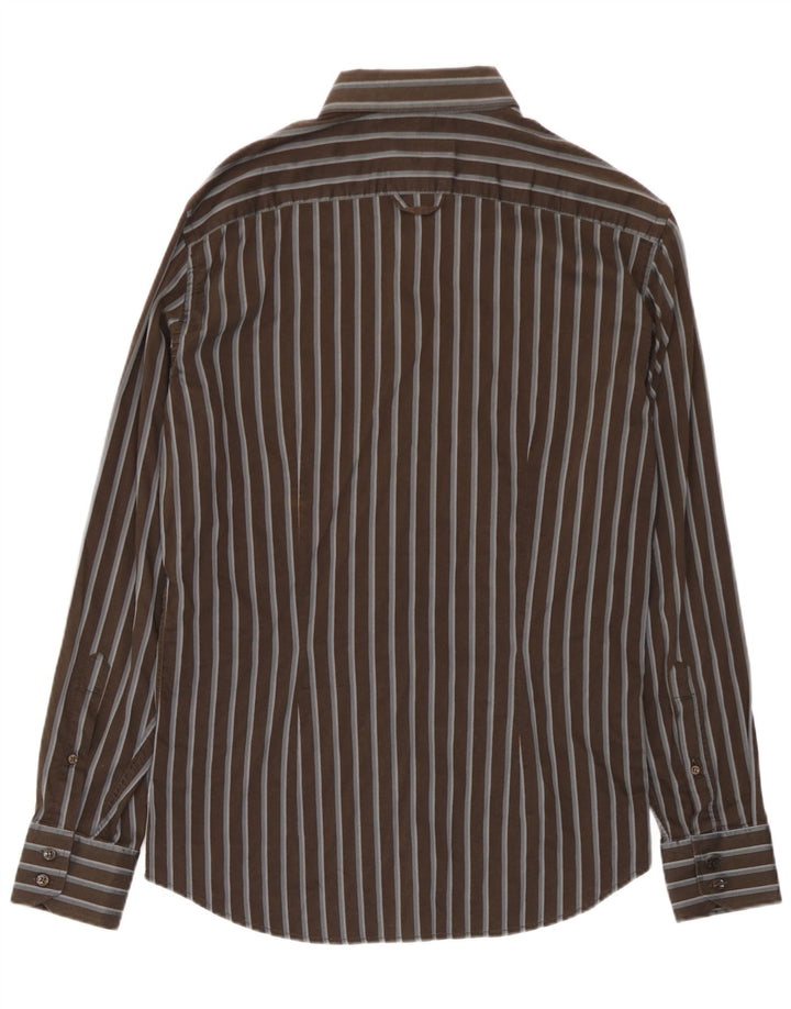 Trussardi Herrenhemd, groß, braun, gestreift, Baumwolle