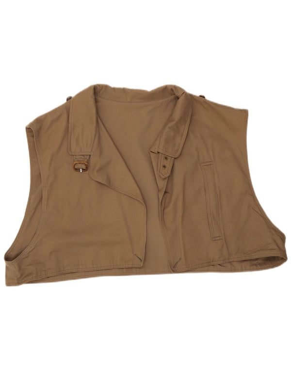 Vintage Damen Crop Liner Weste UK 22 3XL Beige