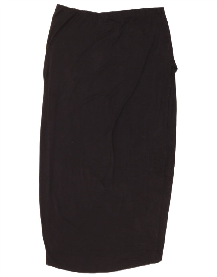 Mossimo Damen-Midirock mit hoher Taille, Größe L, W34, schwarzes Viskose