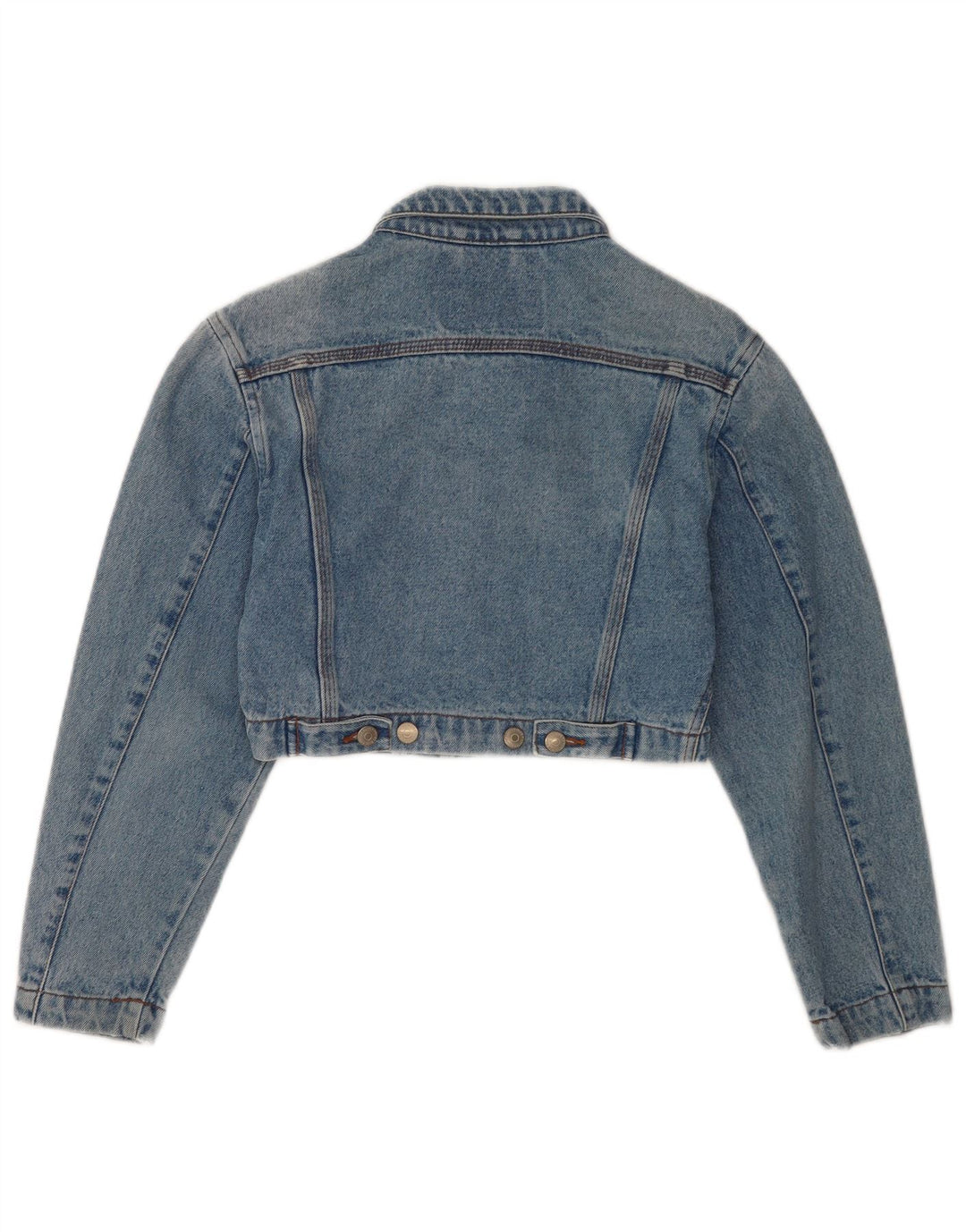Vintage Damen Crop Jeansjacke UK 10 Kleine blaue Baumwolle