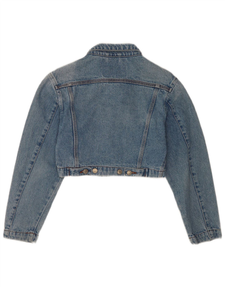 Vintage Damen Crop Jeansjacke UK 10 Kleine blaue Baumwolle