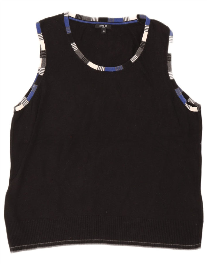 Hobbs Damen Weste Top UK 16 Large Schwarz Baumwolle