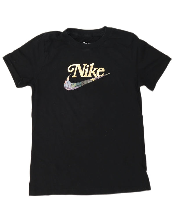 Nike Womens Graphic T-Shirt Top UK 10 Small Marineblau Baumwolle