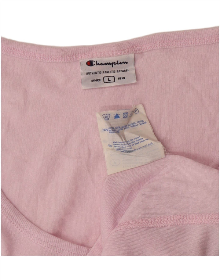 CHAMPION Damen T-Shirt Top UK 14 Large Rosa Baumwolle