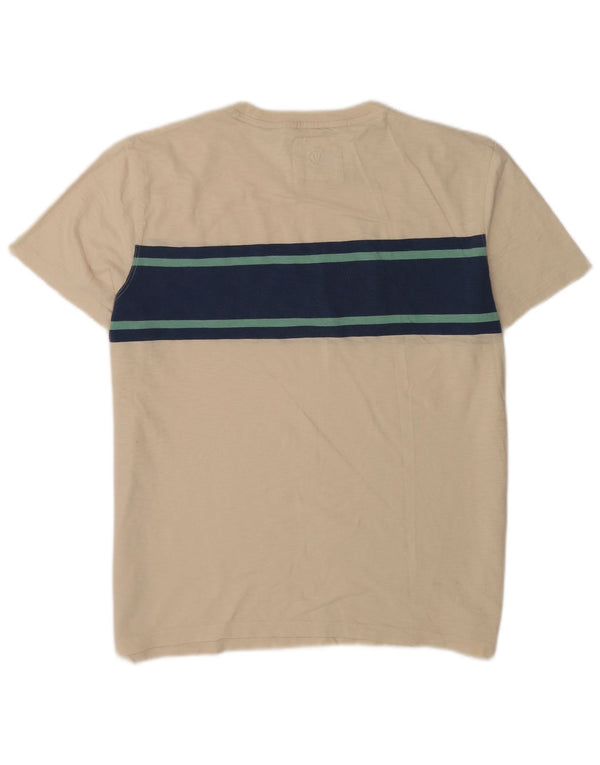Fat Face Herren-T-Shirt-Oberteil, groß, beige, Colourblock-Baumwolle