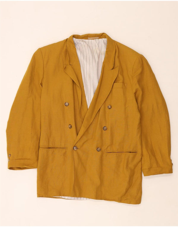 Vintage Herren Zweireiher Blazer Jacke UK 40 Große gelbe Wolle