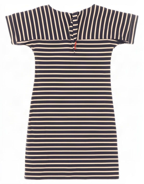 Weird Fish T-Shirt-Kleid für Damen, Größe S, Marineblau, gestreift, Baumwolle
