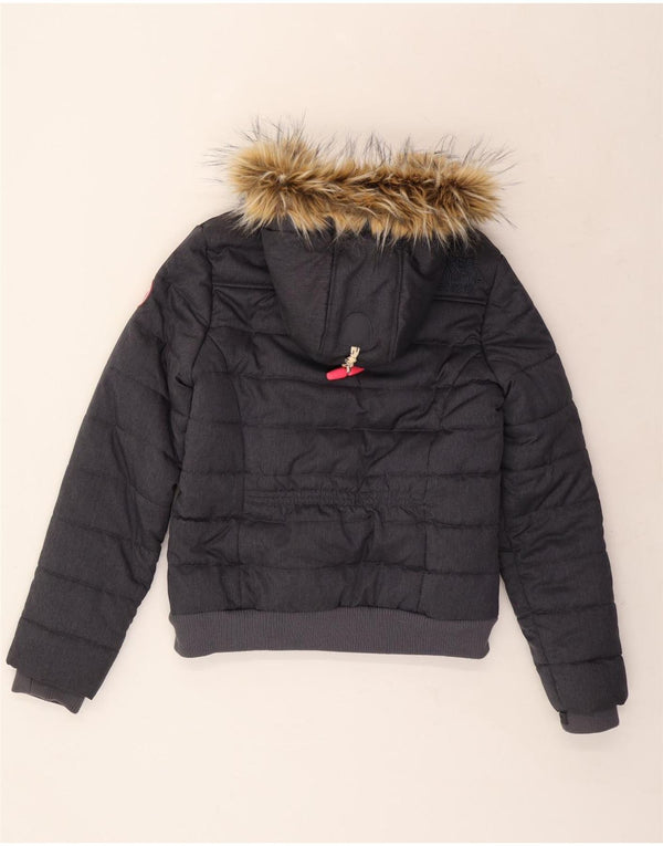 SUPERDRY Wattierte Damenjacke mit Kapuze, UK 14, Größe L, Marineblau, Polyester