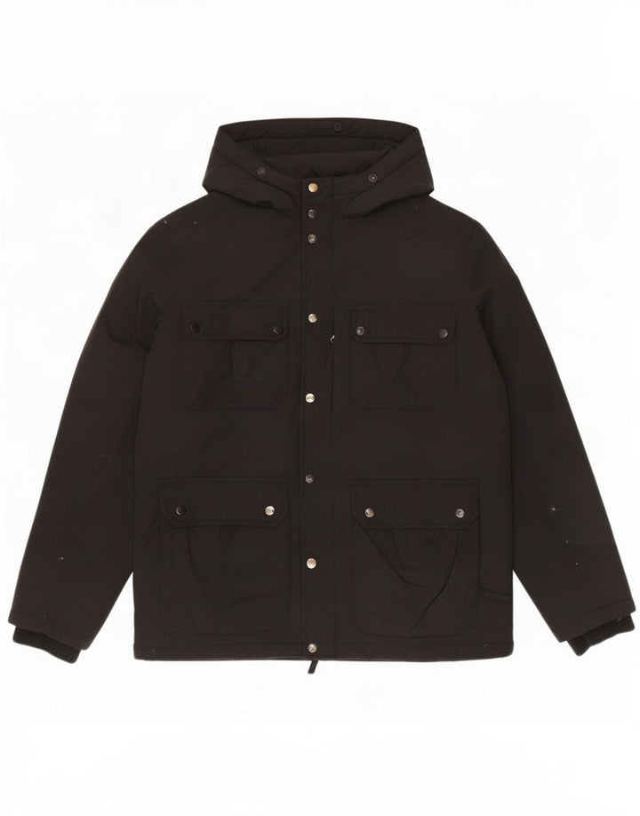Lee Wattierte Herrenjacke mit Kapuze, UK 40, Größe L, Schwarz, Polyester