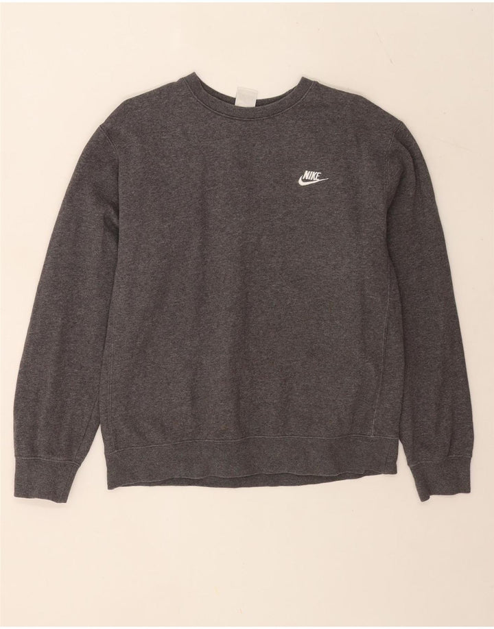 Nike Herren-Sweatshirt-Pullover aus mittelgrauer Baumwolle