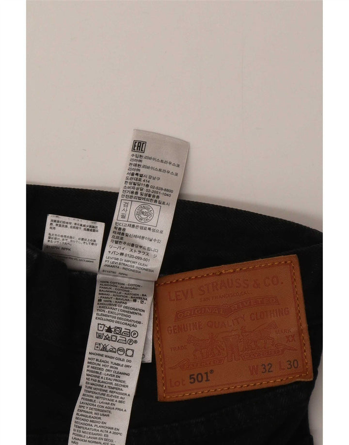 Levi's Herren 501 Straight Jeans W32 L30 schwarze Baumwolle
