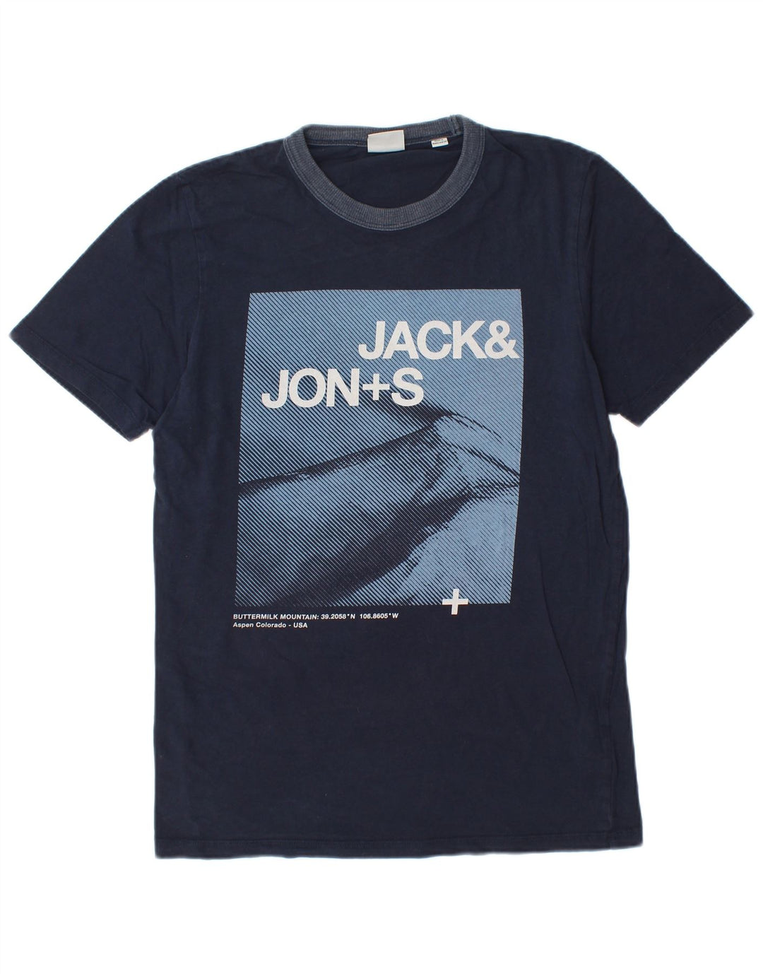 JACK & JONES Herren-T-Shirt mit Grafik, mittlere marineblaue Baumwolle