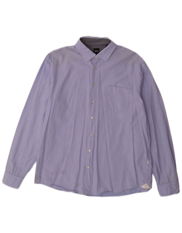 Hugo Boss Herrenhemd 2XL blau gepunktete Baumwolle
