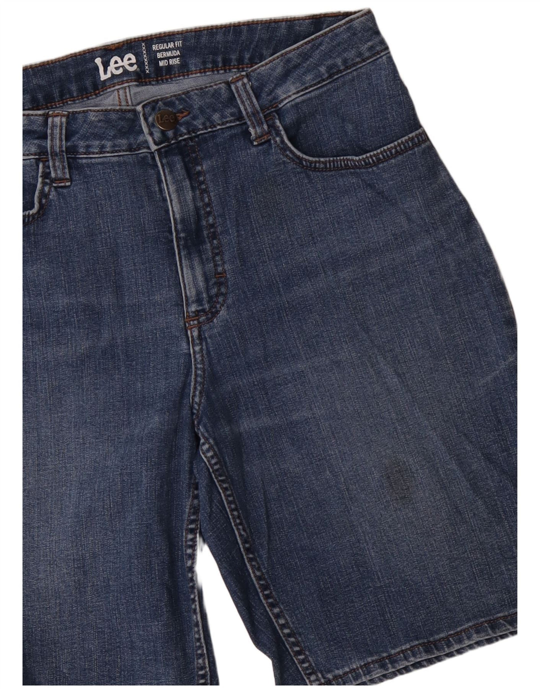 LEE Damen-Bermuda-Jeansshorts mit mittelhohem Bund und normaler Passform, W32, Größe L, Blau