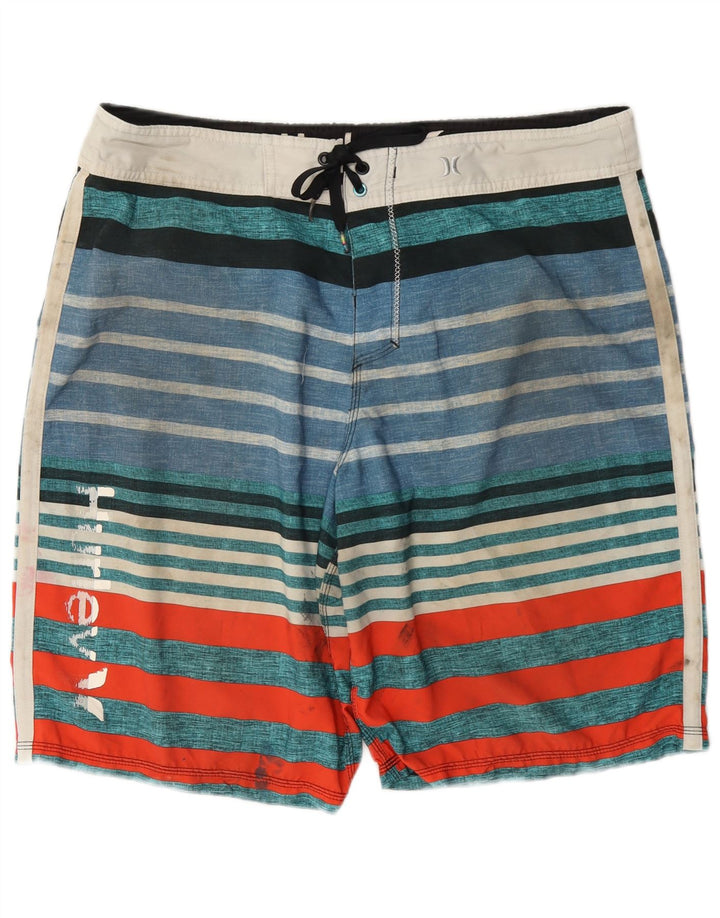 Hurley Herren-Badeshorts mit Grafik, groß, mehrfarbig, gestreift, Polyester