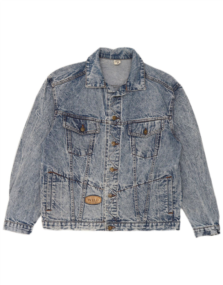 Wild Herren Jeansjacke UK 38 Mittelblaue Baumwolle