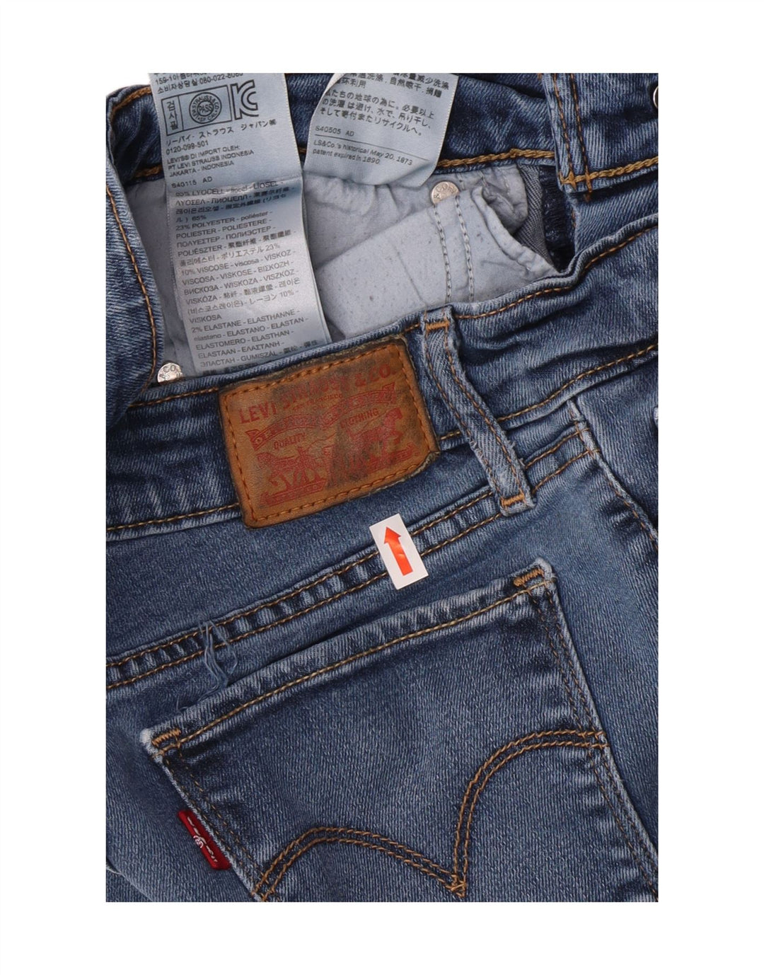 LEVI'S Damen 711 Skinny Jeans W26 L30 Blaues Lyocell