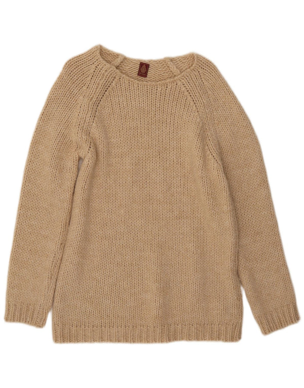 Dondup Damen-Pullover mit U-Boot-Ausschnitt, UK 10, Größe S, Beige, Merinowolle