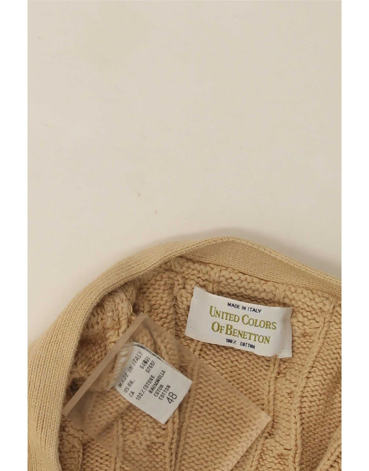 Benetton Herren-Cardigan, IT 48, mittelbeige Baumwolle