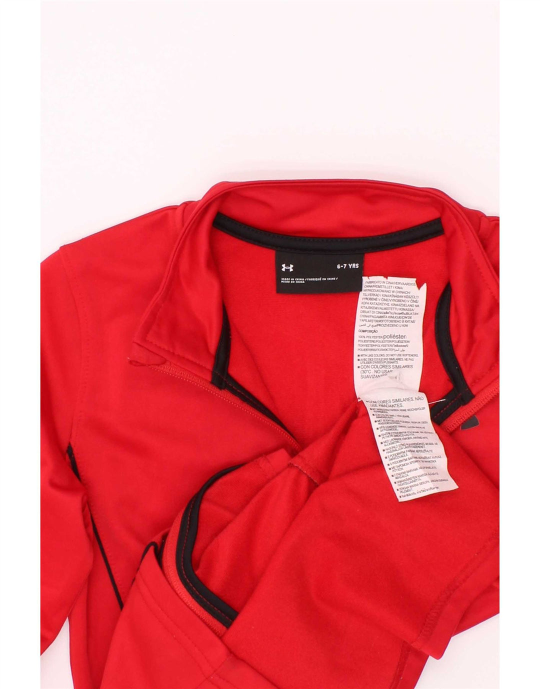 Under Armour Jungen-Trainingsanzug-Top-Jacke, 6–7 Jahre, rotes Polyester