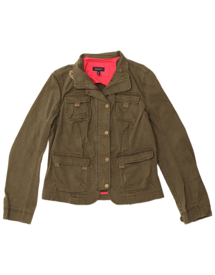 Gant Damen Utility-Jacke UK 14 Large Khaki Baumwolle