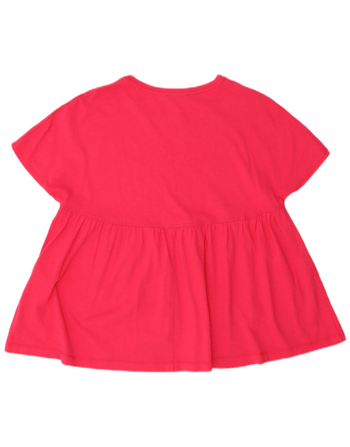 Zara Damen Übergroßes T-Shirt-Oberteil UK 14 Mittelrosa Baumwolle