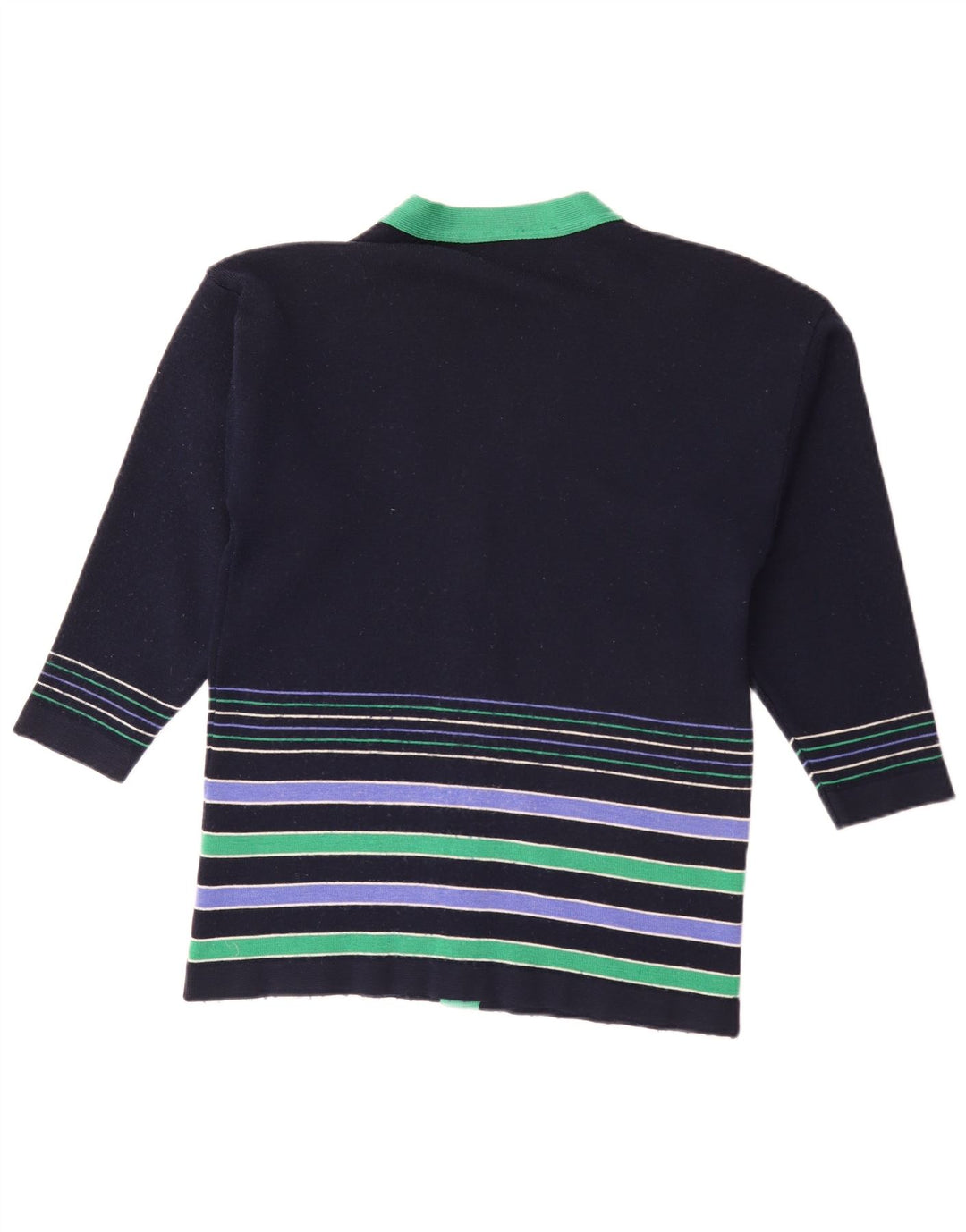 Edinburgh Damen-Cardigan-Pullover UK 16 Große marineblau gestreifte Wolle