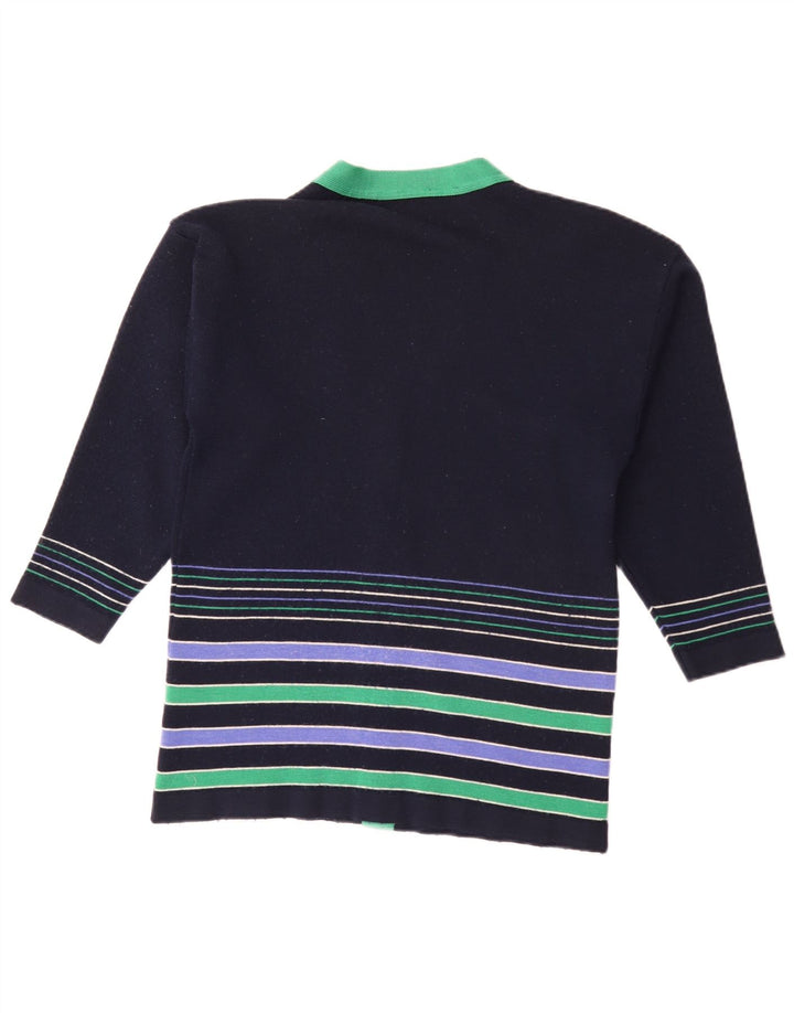 Edinburgh Damen-Cardigan-Pullover UK 16 Große marineblau gestreifte Wolle