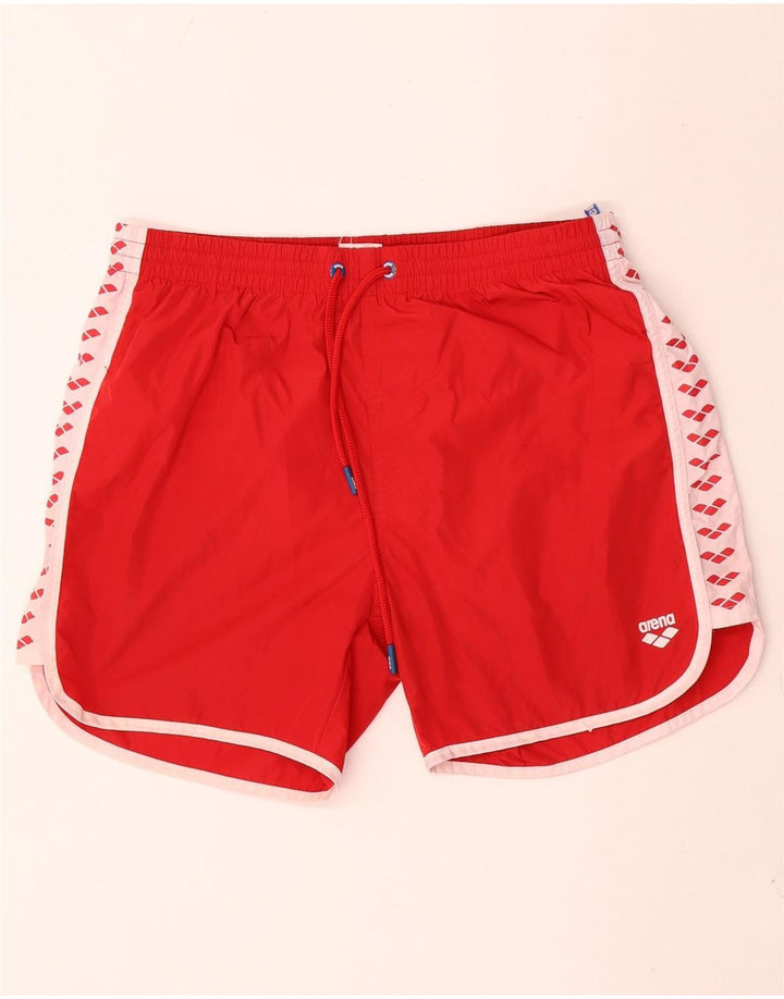 Arena Herren-Badeshorts mit Grafik, groß, rotes Farbblock-Polyester