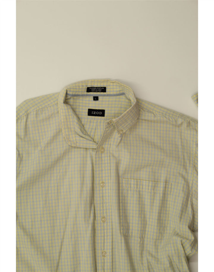 IZOD Mens Sueded Poplin Shirt Large Yellow Check Cotton Vintage Izod and Second-Hand Izod from Messina Hembry 