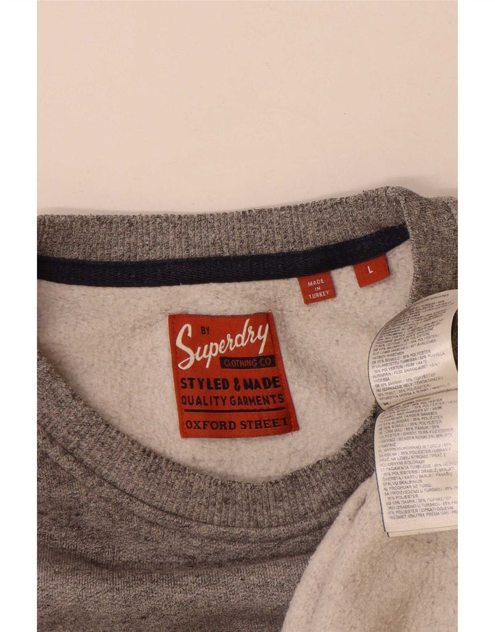 Superdry Herren-Sweatshirt mit grafischem Muster, groß, grau gesprenkelte Baumwolle