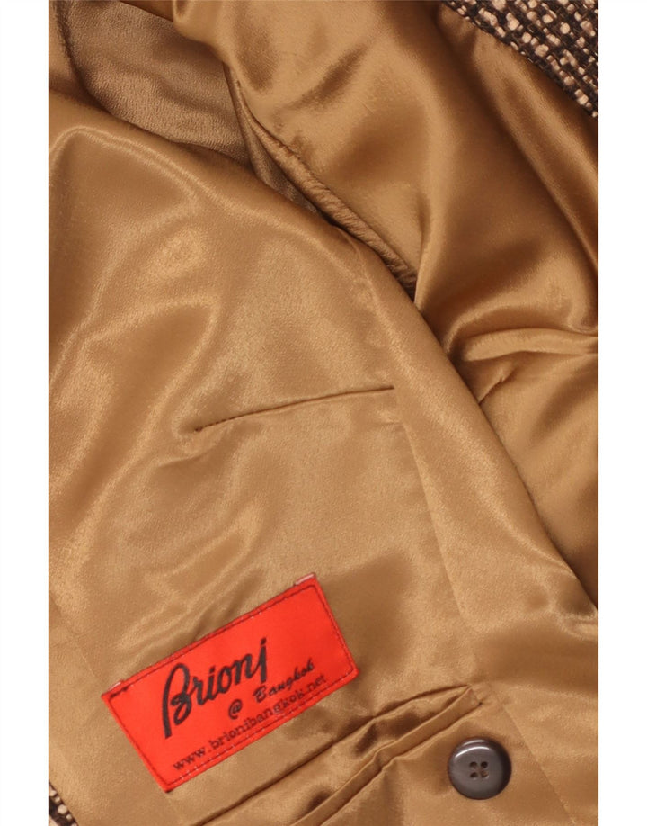 Brioni Damen-Blazerjacke mit 2 Knöpfen, Gr. 16, Größe L, braun gefleckt