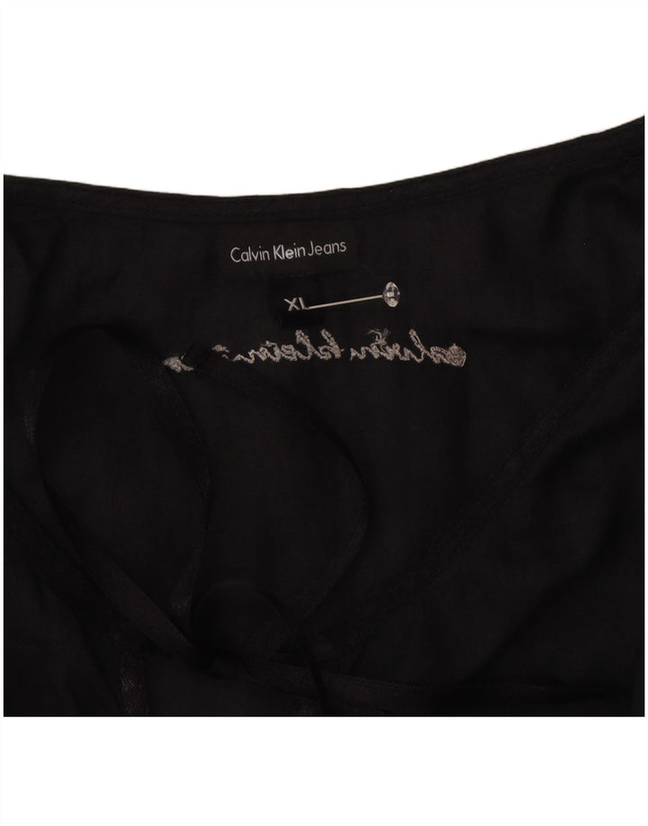 Calvin Klein Jeans Damen Bluse Top UK 18 XL Schwarz