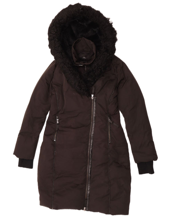 Zara Damen Kapuzenmantel, gepolstert, UK 10, Größe S, Schwarz, Polyester
